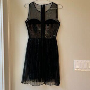 BCBG Maxazria black sequin and mesh party dress, excellent condition